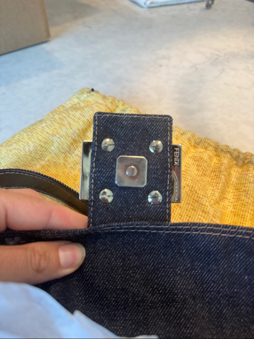 Vintage Fendi Denim Beaded Baguette Bag ✨ Rare Y2K Embellished Shoulder Bag - Picture 8 of 14